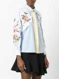 floral and face embroidered shirt