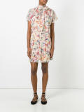 birds print pleated dress