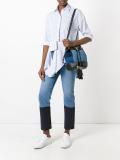 denim patchwork bucket shoulder bag 