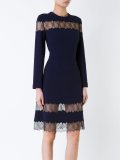 sheer lace panel flared dress