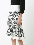 floral jacquard trumpet skirt