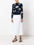 button front flared midi skirt