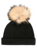 detachable pompom ribbed hat