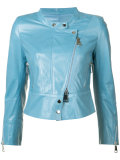 collarless biker jacket
