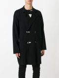 contrast detail double-breasted coat