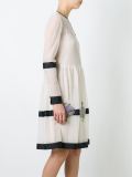 horizontal stripes floral application dress