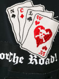 card embroidery slogan print T-shirt