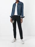 'look' patch slim-fit trousers