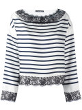 lace trim striped top