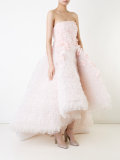 strapless hi-low ball gown 