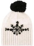 embellished pompom beanie