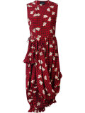 checked asymmetric midi dress