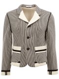 contrast collar houndstooth blazer