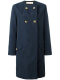 collarless buttoned coat