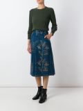 embellished denim midi skirt