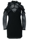 cut-off shoulders fitted dress