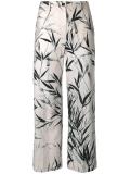 leaves print cropped trousers