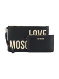 metallic logo zipped clutch