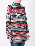 multi-pattern turtleneck sweater