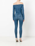 strapless denim jumpsuit