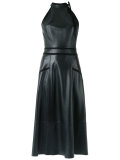 leather midi dress