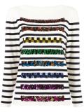 embroidered boat neck sweater