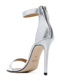 metallic ankle strap sandals