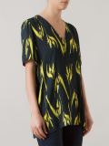 lily print V neck blouse