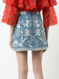 embroidered denim skirt