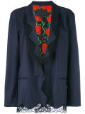 lace trim pinstriped blazer
