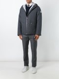striped lining hooded puffer