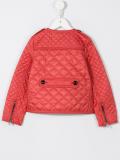 quilted collarless jacket