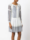 lace trim striped flared dress
