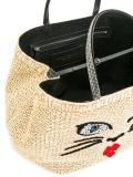 woven cat motif tote
