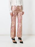 sequined pleated straight trousers