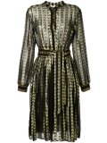 mosaic belted shirt dress