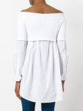 off-shoulder button down knit top