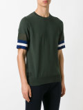 stripe cuff short sleeve sweater