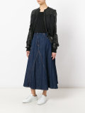 crumpled raw washed open weave midi skirt