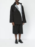 zip-detail hooded coat