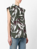 high neck printed blouse