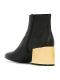 metallic heel ankle boots