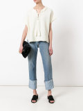 lace-up knit T-shirt 