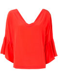 v-neck ruffle sleeve blouse