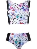 printed crop top bikini set