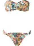 printed bandeau bikini set