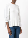 embroidered bi-material blouse