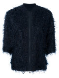 feather texture bomber jacket