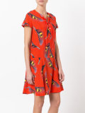 feather print shirt dress