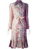 floral print belted shirt dress